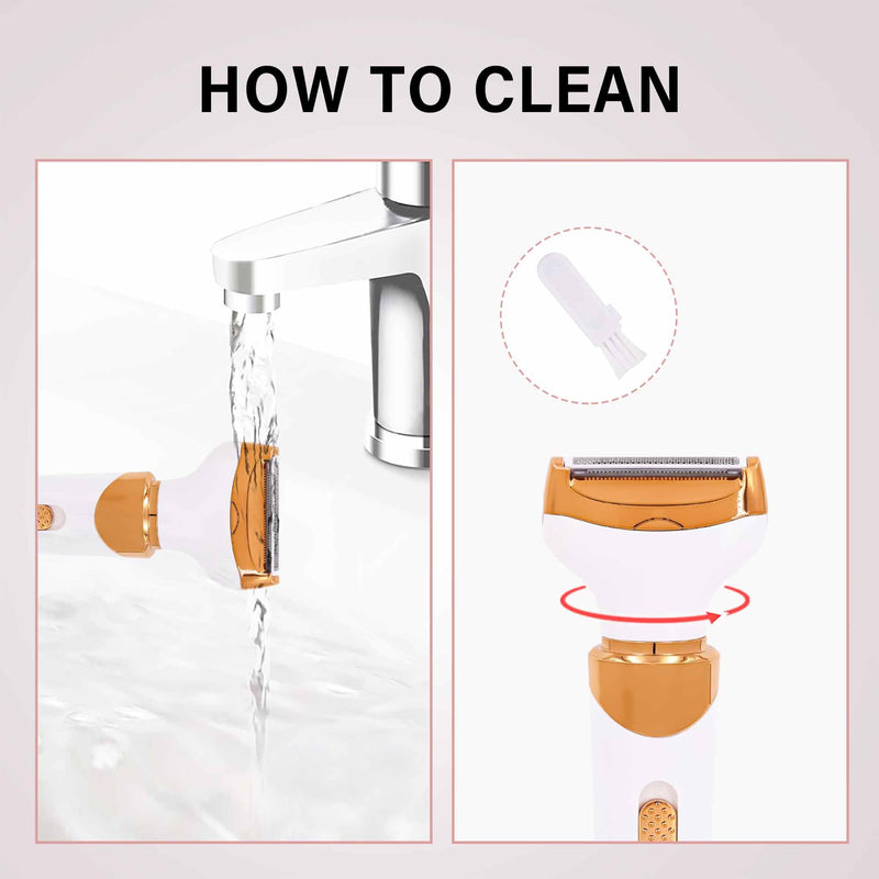 [Australia] - Eletric Razor for Woman,4 in 1 Rechargeable Bikini Trimmer and Shaver, Wet/Dry Electric Body Hair Coldless Waterproof Facial Hair Removal Razor Painless Trimming of Pubic Face arms Legs 