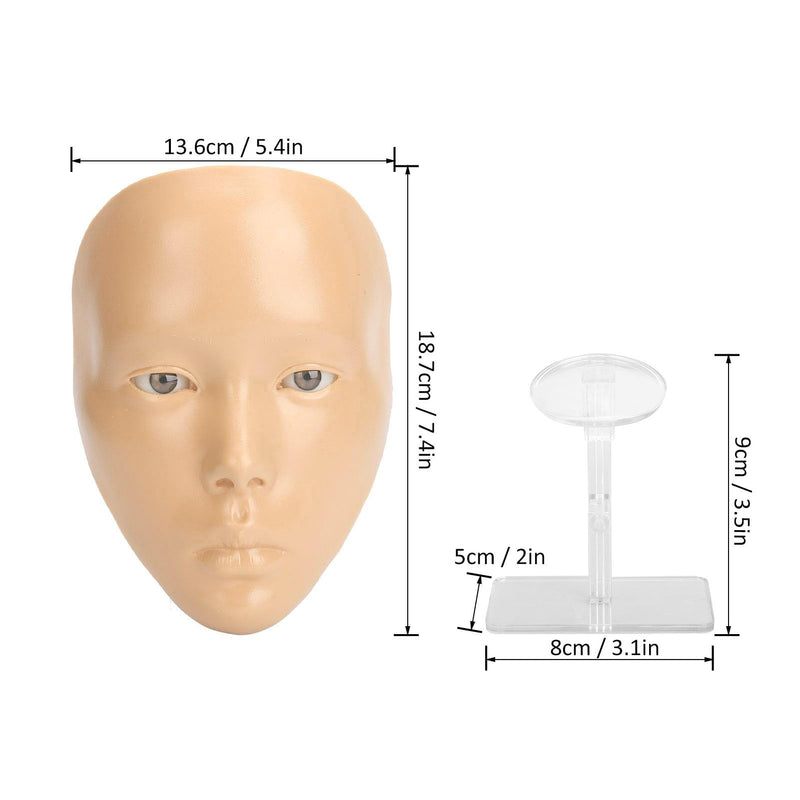 [Australia] - JTLB Makeup Practice Face with Plastic Stand 5D Silicone Full Face Makeup Practice BoardReusable Mannequin Tool for Beginner (White Skin) 