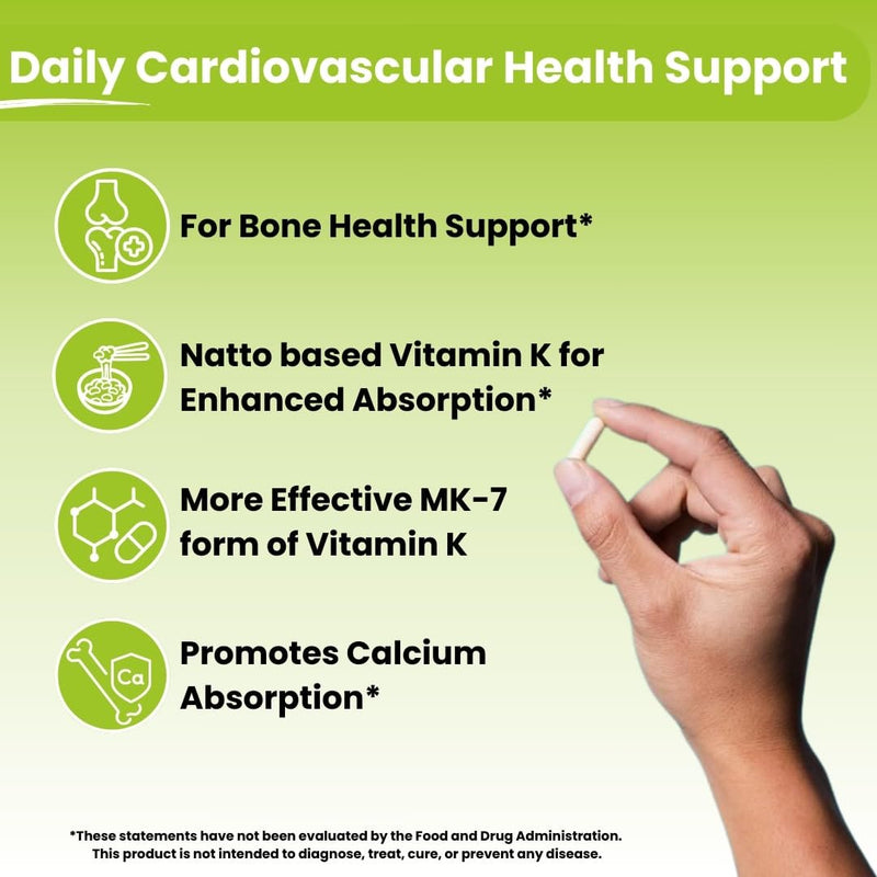 [Australia] - NutriZing K2 Vitamin Supplement MK-7 - High Strength 600mcg - Supports Bone & Arterial Health - 90 Vegan Capsules - Vitamin K2 for Men & Women - 3 Month Supply 