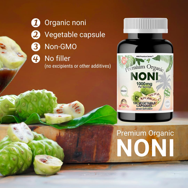 [Australia] - Dr.K&C HNHusa Premium Organic Noni 1000 mg 120 Veggie Capsules Pure Antioxidants Overall Health Support Immune System Morinda Citrifolia Extract Vegan Non GMO No Filler Supplements Noni 1pk 120 Count (Pack of 1) 