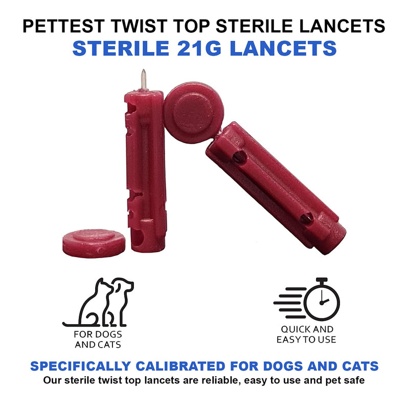[Australia] - PetTest Sterile Twist-Top Lancets 21G for Dogs and Cats, for use with PetTest Diabetes Glucose Monitoring System (50 Lancets) 