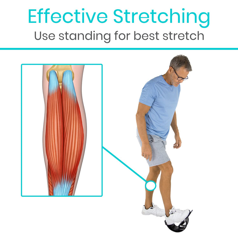 [Australia] - Vive Adjustable Calf Stretcher - Foot Rocker for Plantar Fasciitis - Achilles Tendon and Ankle Stretching Device - Calf Exerciser & Strengthener for Pain Relief & Prevention - Recovery Equipment Black 