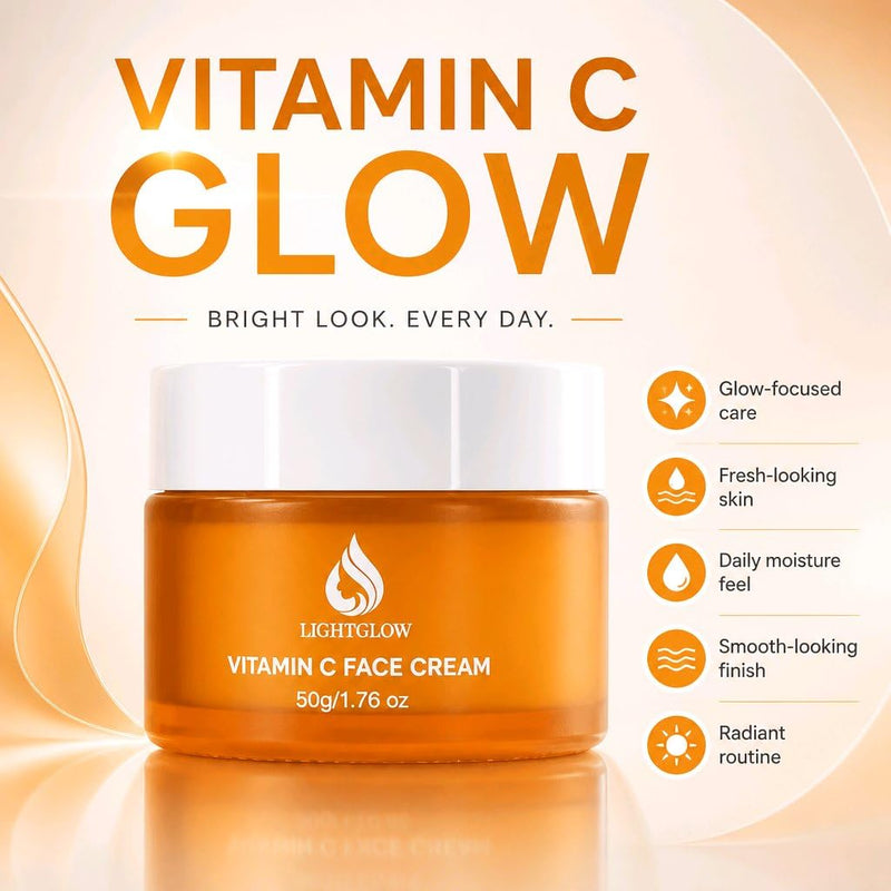 Vitamin C Cream for Face, Dark Spot Corrector & Brightening Face Moisturizer for Anti-Aging, Wrinkles & Uneven Skin Tone, 1.76 oz