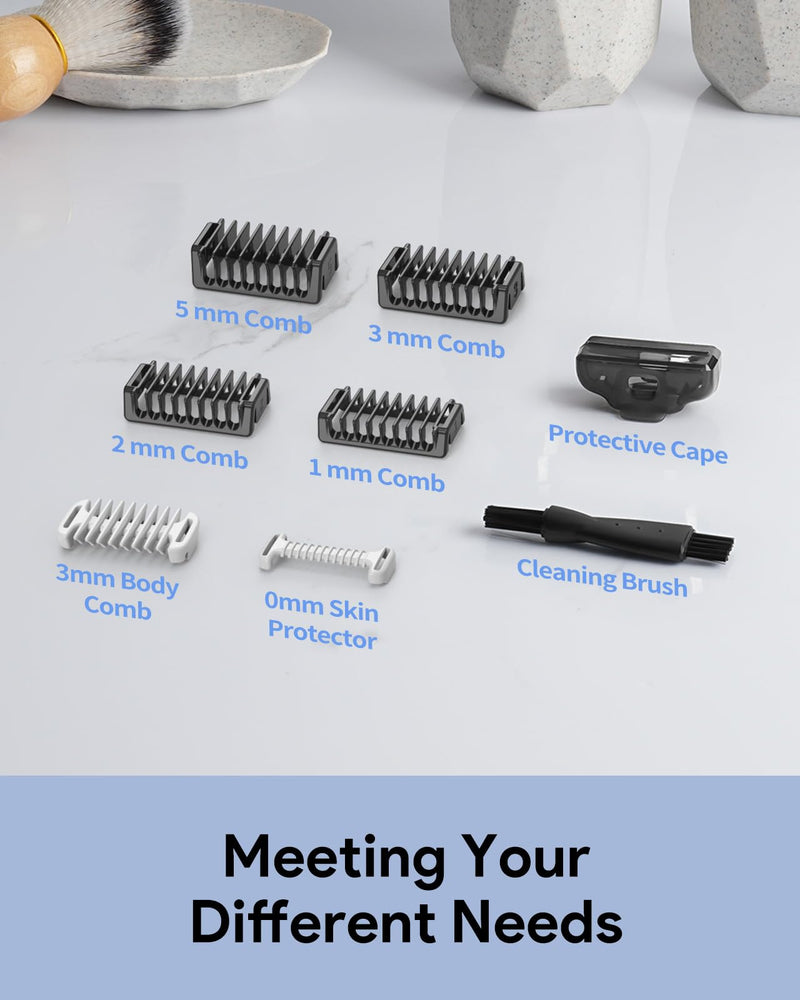 [Australia] - Attachments Intimate Skin Protection 3mm Body Comb with 1/2/3/5mm Protective Comb Set for O Blade QP2520 QP2530 QP2620 QP2630 QP6551, Electric Shaver Attachments Oblade Accessories, 8 Pieces 
