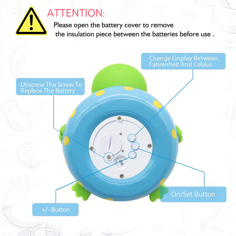 [Australia] - Doli Yearning Baby Bath Thermometer with Room Temperature| Fahrenheit and Celsius|Frog Lovely Shape|Kids' Bathroom Safety Products| Bath Toys… Blue 