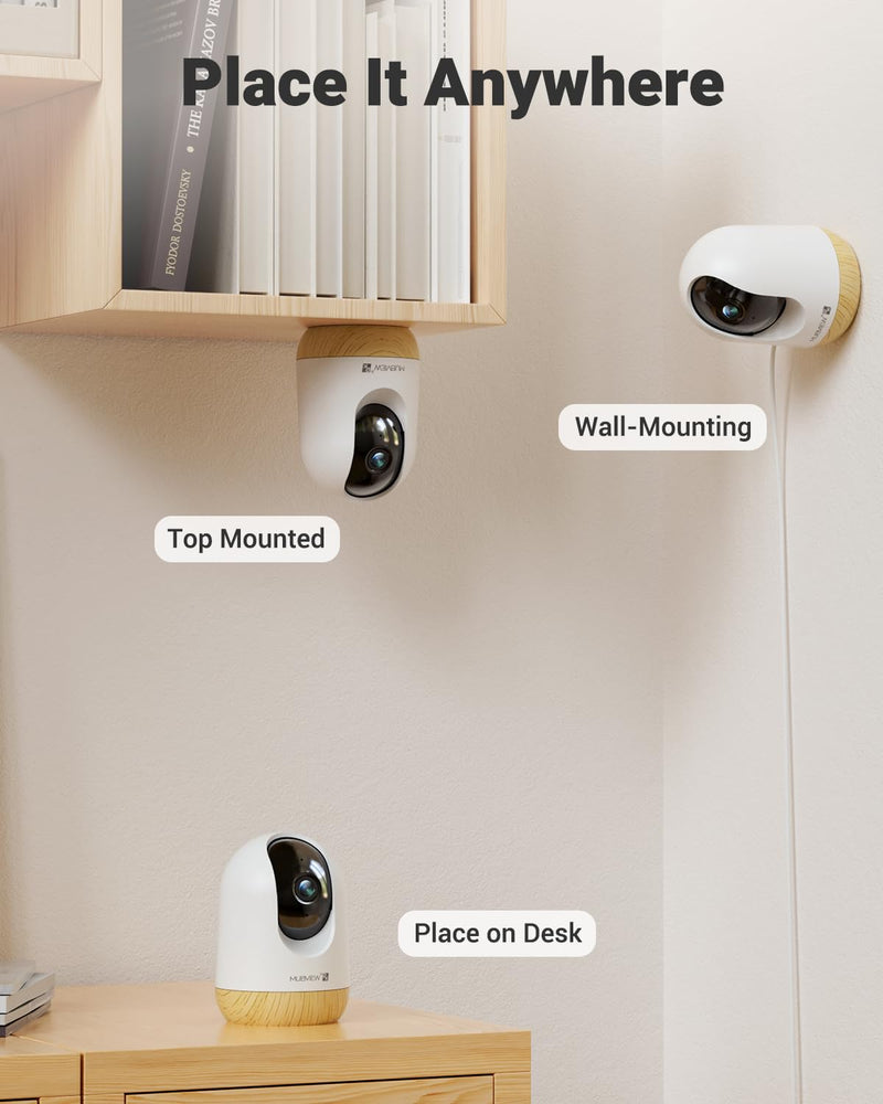 [Australia] - MUBVIEW 5G Wifi Indoor Security Camera No Subscription, Pet Camera with Phone App, Baby Monitor Wifi Smartphone, 2K Night Vision Pan-Tilt Dog Camera, Auto Tracking, 2-Way Audio, SD or Cloud Storage Yellow 5G&2.4GHz 1 PC 