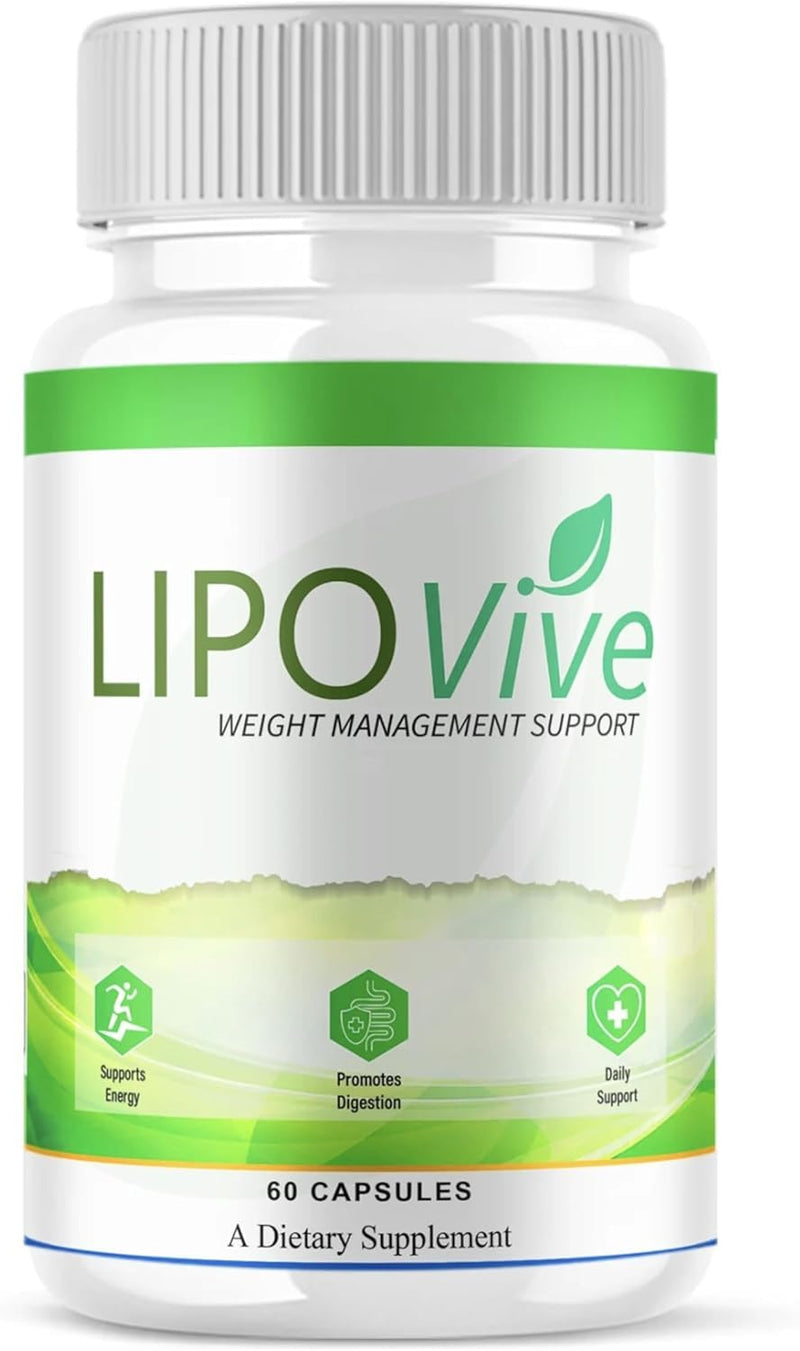 Lipovive - Weight Management Capsules - Natural Ingredients – Natural Energy & Weight Management Support - 60 Capsules - New & Sealed