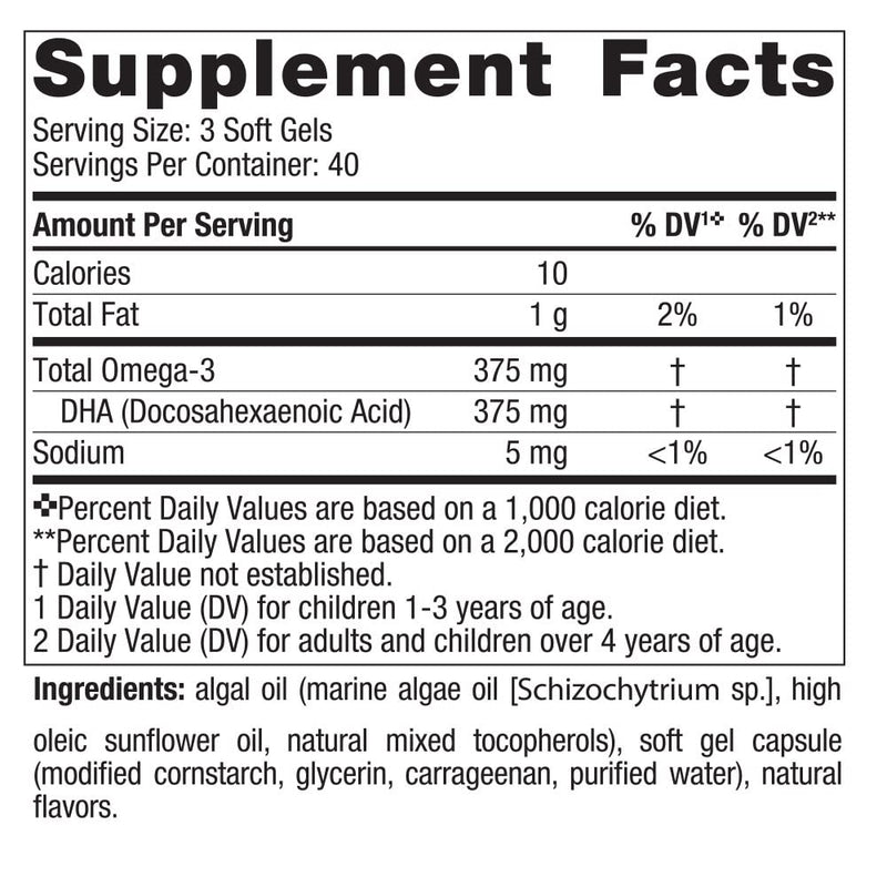 [Australia] - Nordic Naturals Children's DHA Vegetarian - Kids DHA Omega-3 Supplement -Algae Oil - Berry Lemonade Mini Chewables - Plant-Based Formula for Ages 3+ - 120 Soft Gels - 40 Servings 
