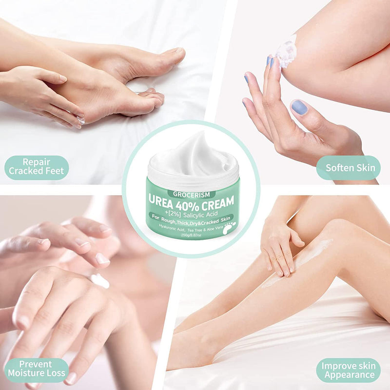 [Australia] - Urea cream 40 percent 250 grams || Callus remover foot cream, hand cream, body lotion with hyaluronic acid, tea tree and aloe vera for deep moisture, callus remover and softening 250g (pack of 1) 40% 