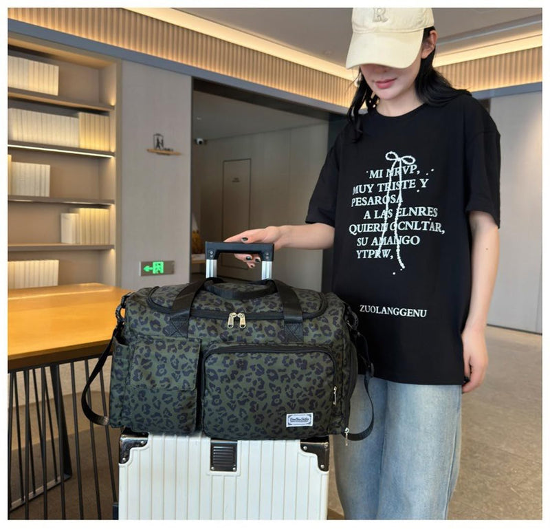 Leopard Duffle Bag Women Weekender Bag Overnight Bags for Women Travel Sport Duffle Gym Bag-Green Leopard Green Leopard