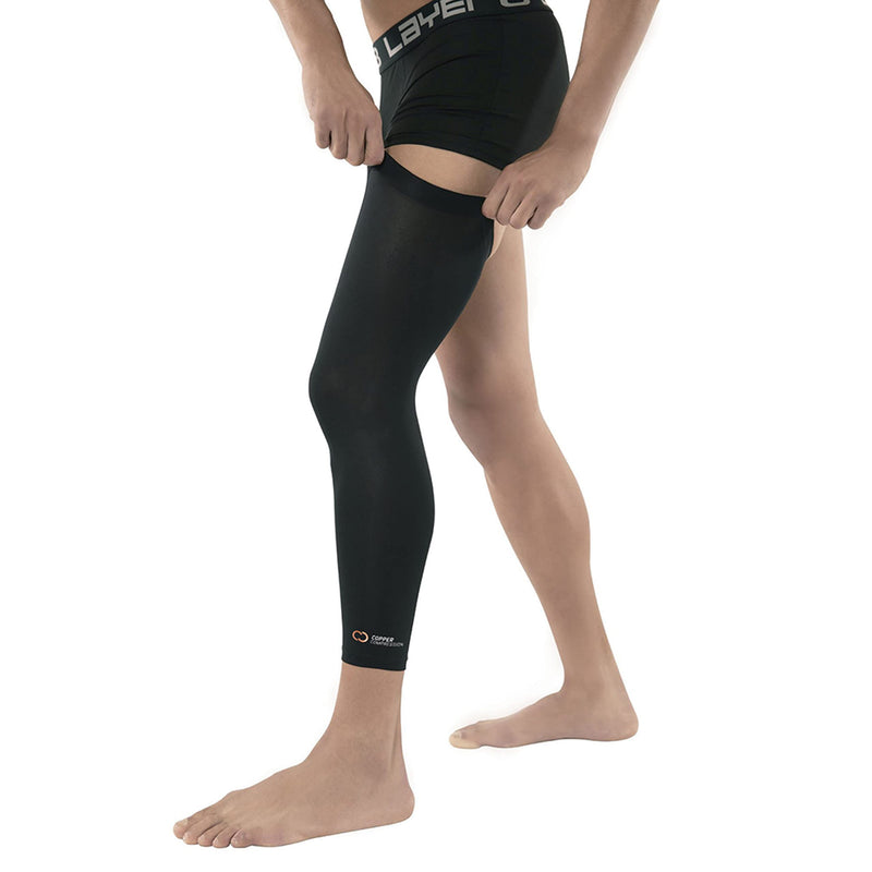 [Australia] - Copper Compression Leg Compression Sleeve - Copper Infused Knee Stabilizer Brace for Running, Meniscus Tear, ACL, MCL, Arthritis, Joint Pain Relief - Thigh & Calf Support for Men & Women Medium Black 