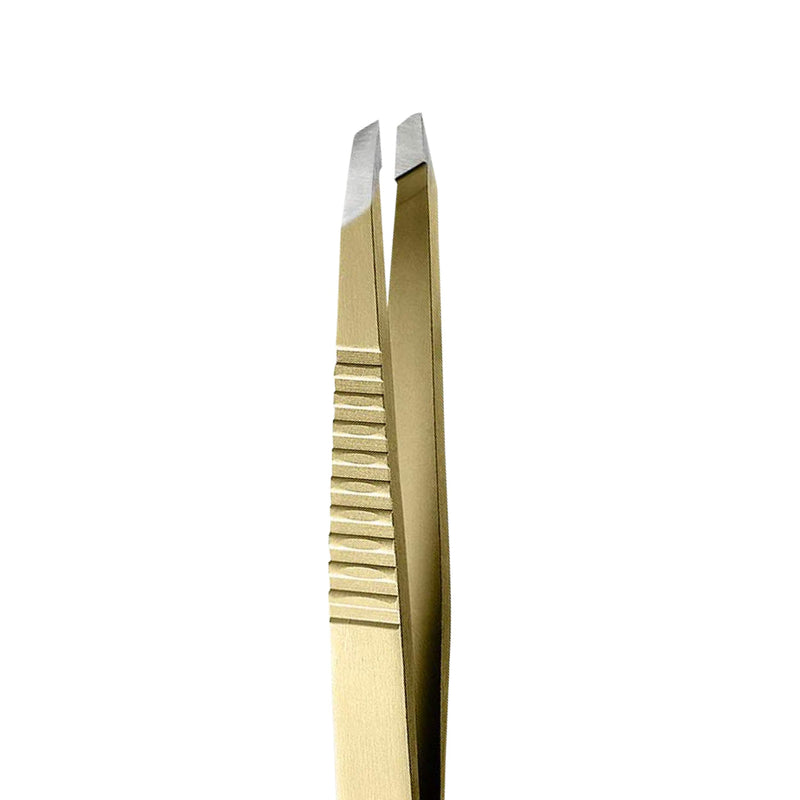 Rubis Classic Stainless Steel Slanted Tweezers with Pro Grip for Precise Eyebrows and Hair Removal, 1K103PGGOLD, Gold, The Gold Collection,Rubis Switzerland Swiss Made World Renowned Precision