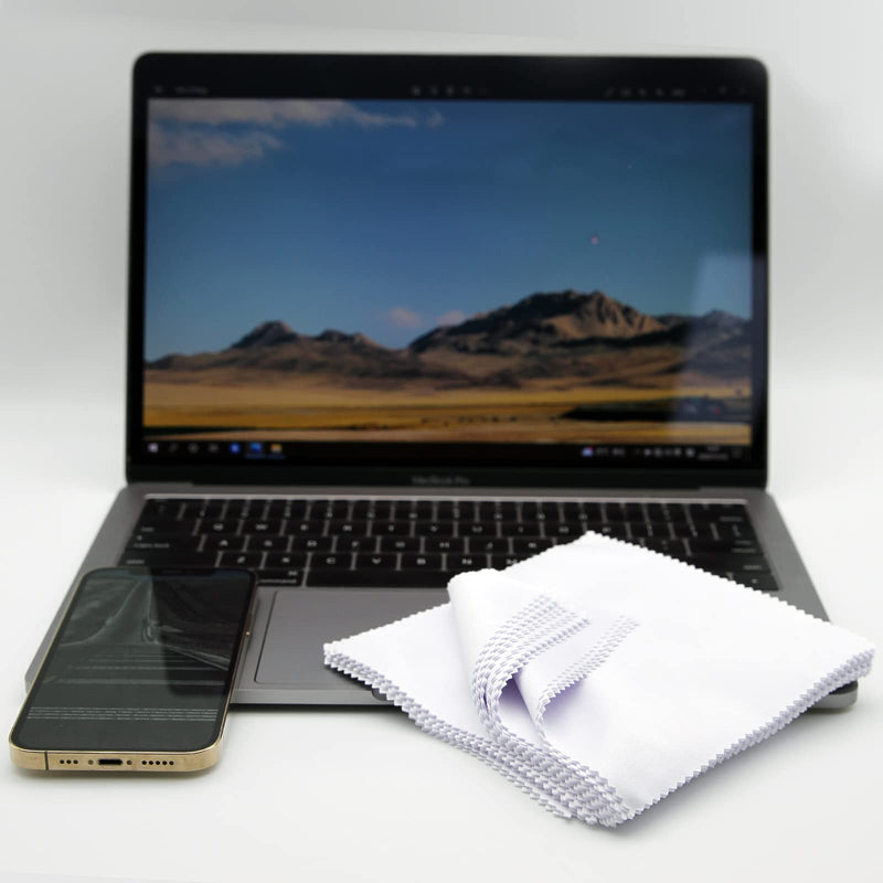 [Australia] - Eyeglasses Cleaning Cloth Glasses Cloths Bulk (5.5"x5.5", White, 100 pcs, No logo) for Eyeglasses, Lenses, Phones, Screens, Camera, Silverware, Delicate Surfaces (V1505) 