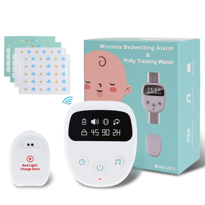 [Australia] - Wireless Bedwetting Alarm for Kids and Adults, Vibration Sound Volume Adjustable, Rechargeable Wireless Enuresis Alarm Wristband Featuring an LCD Timer and 3 Modes, Includes Progress Card and Stickers 
