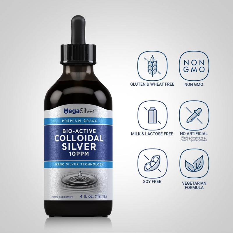 [Australia] - Piping Rock Collodial Silver Drops | 10 ppm | 4 oz | Bio-Active | Convenient Liquid | Nano Silver Technology | Non-GMO, Gluten Free 