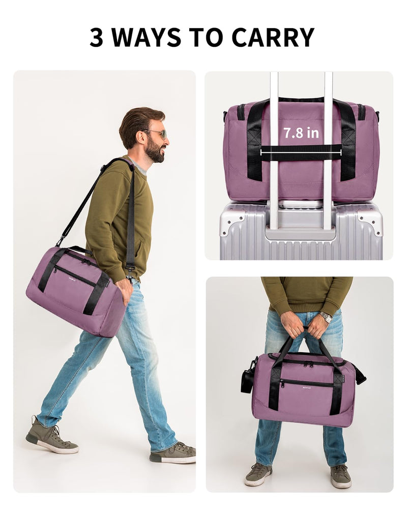 ECOHUB 16'' Personal Item Bag Mini Duffel Bag Small Travel Bag Underseat Carry on Bag for United Airlines Gym Bag for Women and Men Pink with shoulder strap