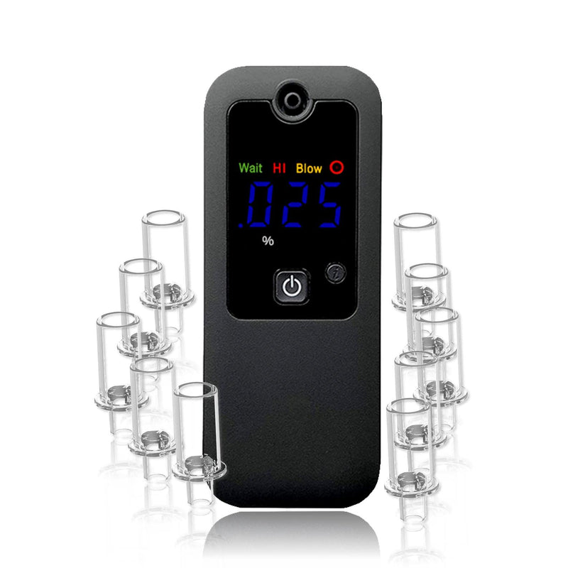 Rechargeable Breathalyzer and Last 200 Test After Full Charged, 10 Memories and LED Display Black 088