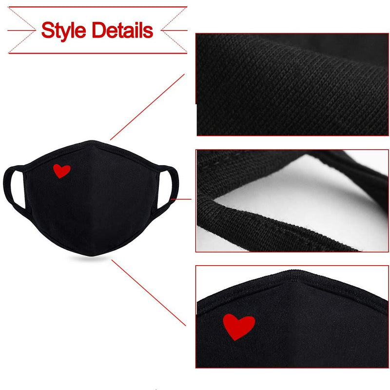 [Australia] - Fashion Cute Heart Face Protection with Adjustable Nose Bridge - Mothers Day Gifts, Gifts for Women, Unisex Cotton Cloth Heart Masks, Washable Reusable Warm for Outdoor Activities Pack of 3 