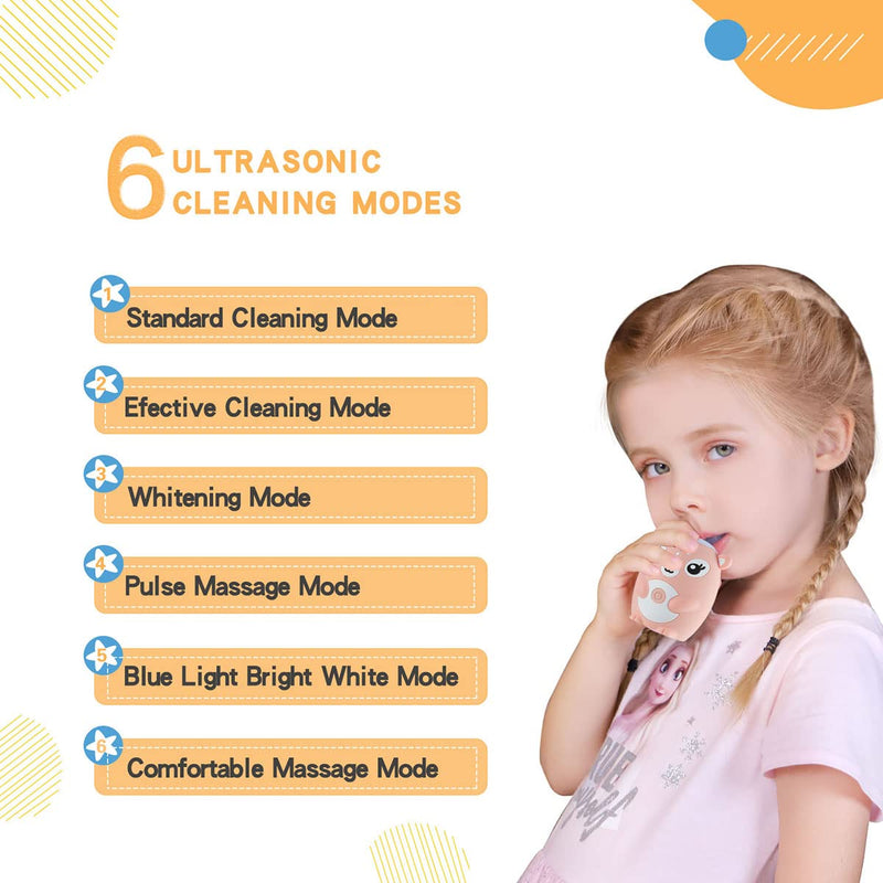 [Australia] - Kids Electric Toothbrushs U Shaped sonic Automatic Toothbrush with 4 Brush Heads, Six Cleaning Modes,Cartoon deer Modeling , full mouth toothbrush for baby Pink 2-6 Years 