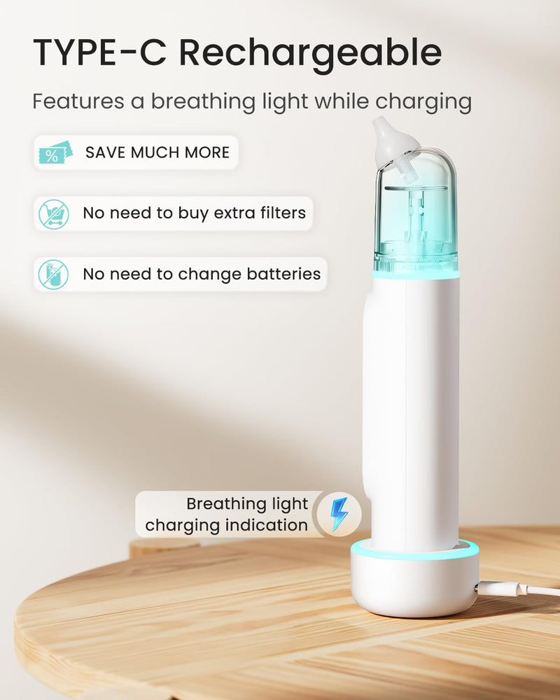 [Australia] - GROWNSY Nasal Aspirator for Baby, Upgraded 5 Suction Levels Baby Nose Sucker, IPX7 Waterproof Electric Nose Suction for Baby, Booger Sucker for Toddlers with Automatic Cleaning &Music &Light Functions Grey Standard 