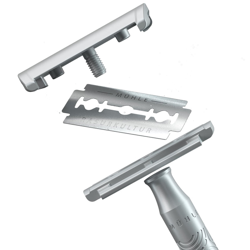 [Australia] - MÜHLE Companion Safety Razor – Women's Double-Edged Body Razor for Shaving, Gentle Use, Suitable for Body, Legs, & Underarms, Longer Handle, Long Lasting Blade Blue 