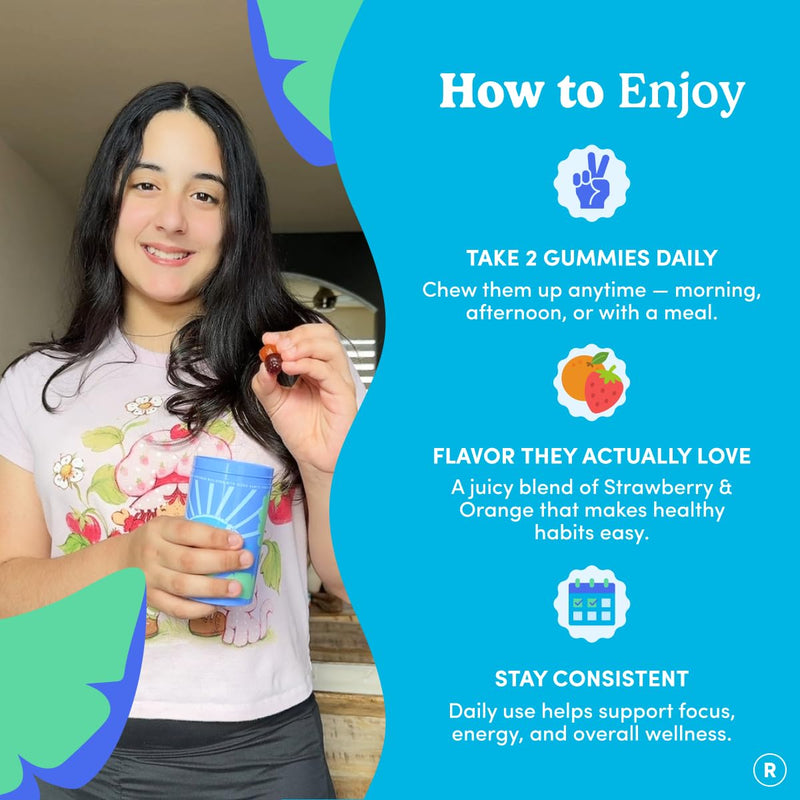 FIRST DAY Vitamins for Teens - Teen Multi Vitamins for Girls & Boys 12-17, Organic Fruit & Veggie Blend - 12 Key Nutrients: Vitamins A, B1, B2, B6, B9, B12, C, D3, E, K2-60 Day Supply 120 (Pack Size 2)