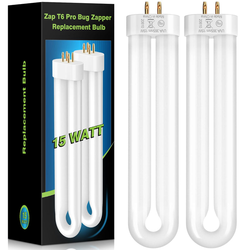 [Australia] - GOOTOP Replacement Bulb for Zap T6 Pro, K15, T9, X3 Bug Zapper Outdoor, 15W, 4-Pin Base, U Shaped Twin Tube Bulb for Outdoor Mosquito Zapper,2 Pack 