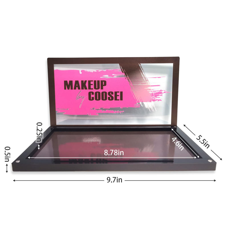 [Australia] - Coosei Magnetic Makeup Palette, Clear Acrylic, 9.7x5.5x0.47 inches, Empty Palette for Eyeshadow, Lipstick, Blush with 20 Magnetic attraction Stickers +10pcs empty stainess pans 