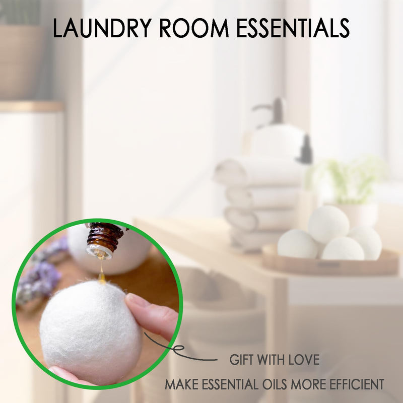 [Australia] - Wool Dryer Balls, 3 Count XL Dryer Lint Balls, Reusable Premium Natural Fabric Softener, Efficiently Add Essential Oils Instead of Dryer Sheets, Laundry Room Organization Essentials 
