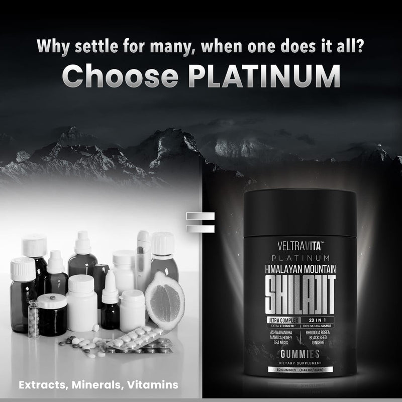 [Australia] - 28000 mg, 23-in-1, Himalayan Shilajit for Men, Ashwagandha Gummies Platinum, Irish Sea Moss Gel, Black Seed Oil, Manuka Honey Medical Grade, Tongkat Ali, Rhodiola Rosea, No Sugar, Lab Test 