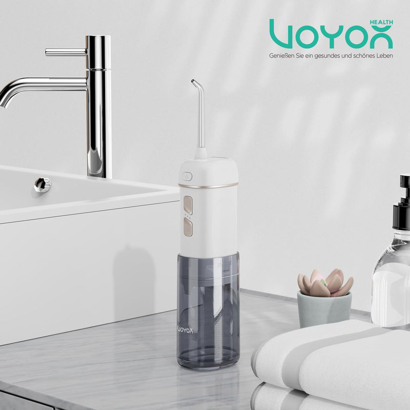 [Australia] - VOYOR-HEALTH Mini Portable Oral Irrigator Wireless Electric Oral Irrigator IPX7 Waterproof Rechargeable Water Flosser with 3 Modes for Home and Travel Teeth Cleaning WF510 (Gold) Gold 
