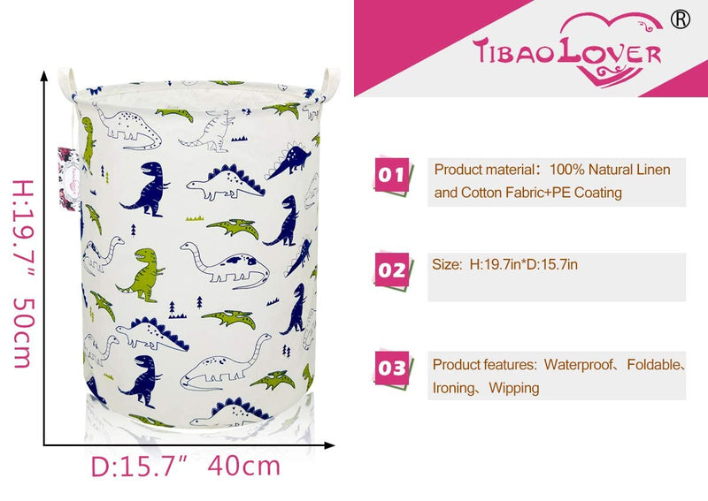 [Australia] - Dinosaur Laundry Basket Baby Laundry Hamper Cute Kids Hamper Toy Storage Bin Handles for Boys and Girls Dinosaur Room Decor (Polychrome Dinosaurs) Polychrome Dinosaurs 