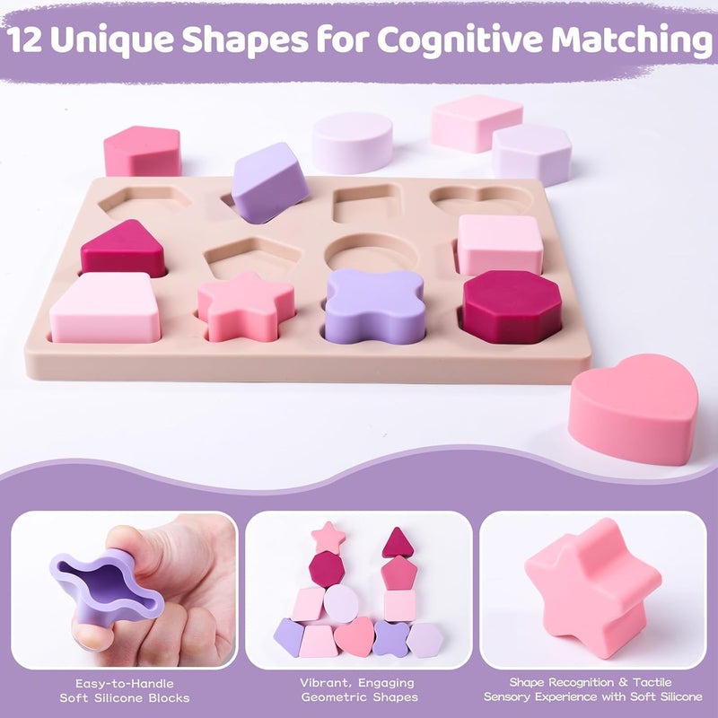 Silicone Shape Puzzles for Dementia and Alzheimer’s, Cognitive Matching Games for Seniors, Sensory for Memory Care and Anxiety Relief, Tactile Stimulation