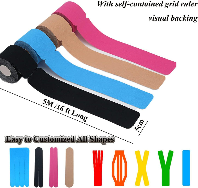 [Australia] - 3 Rolls Kinesiology Tape Precut, Athletic Sports Tape Adhesive for Muscles Ankle Neck Knee Shoulder Promotes Recovery and Providing Support, Total 60 Precut Strips(Black) Black 