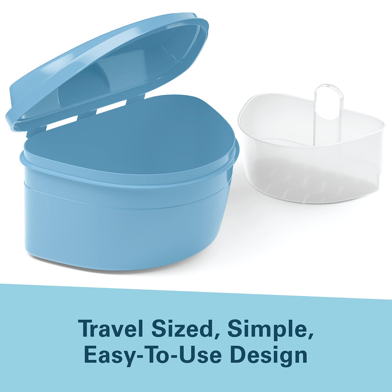 [Australia] - Denture Bath Case and Retainer Case FSA HSA Approved Denture Bath Cup for Invisalign Retainers Mouthguards Dentures Cleaner Kit with Strainer Spill-Free Portable Retainer Cleaner Case by M3 Naturals 