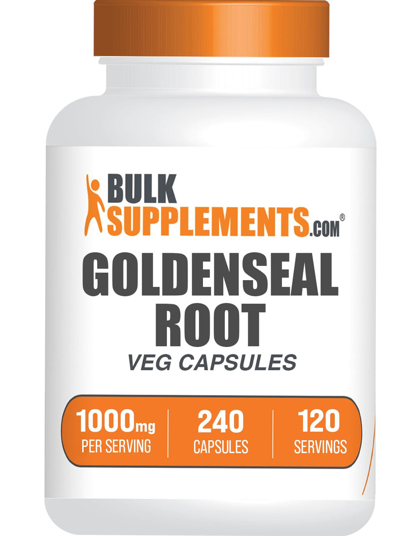 BulkSupplements.com Goldenseal Root Capsules - Herbal Supplement, Sourced from Golden Seal Root - Vegan & Gluten Free, 1 Capsule per Serving, 240 Veg Capsules (Pack of 1)