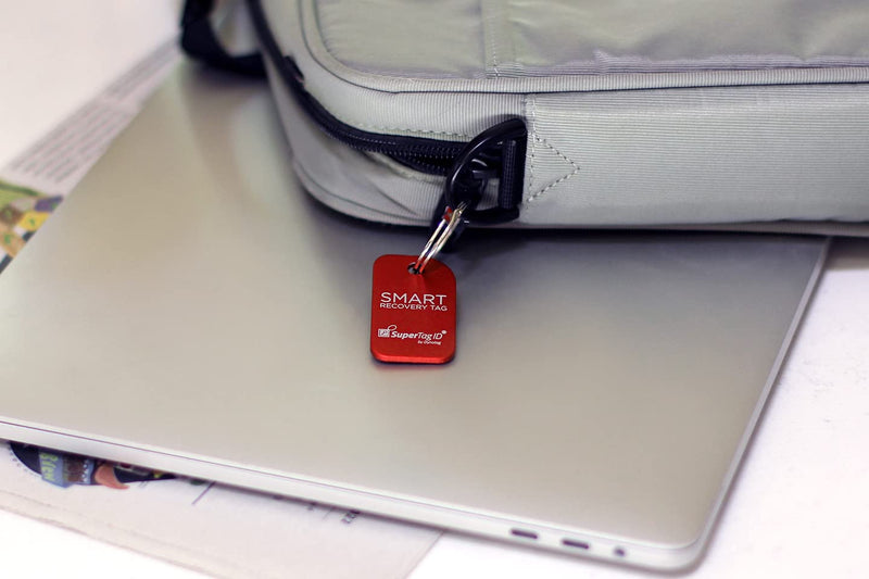 Dynotag® Sentry Series Solid Metal Web Enabled Smart Luggage ID Tag + Keychain Tag (Red Bundle)