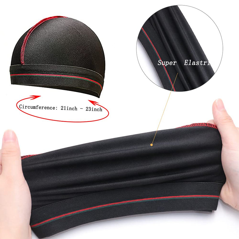 [Australia] - 4PCS Silky Durags for Men Women 360 Waves with 1 Wave Cap, Silky Satin Durag Extra Long Tails Black Blue Gray Red 