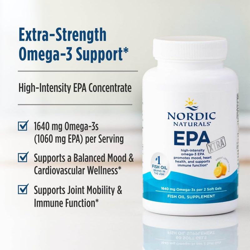 [Australia] - Nordic Naturals EPA Xtra, Lemon - 90 Soft Gels - 1640 mg Omega-3 - High-Intensity EPA Formula for Positive Mood, Heart Health & Healthy Immunity - Non-GMO - 45 Servings 90 Count (Pack of 1) 