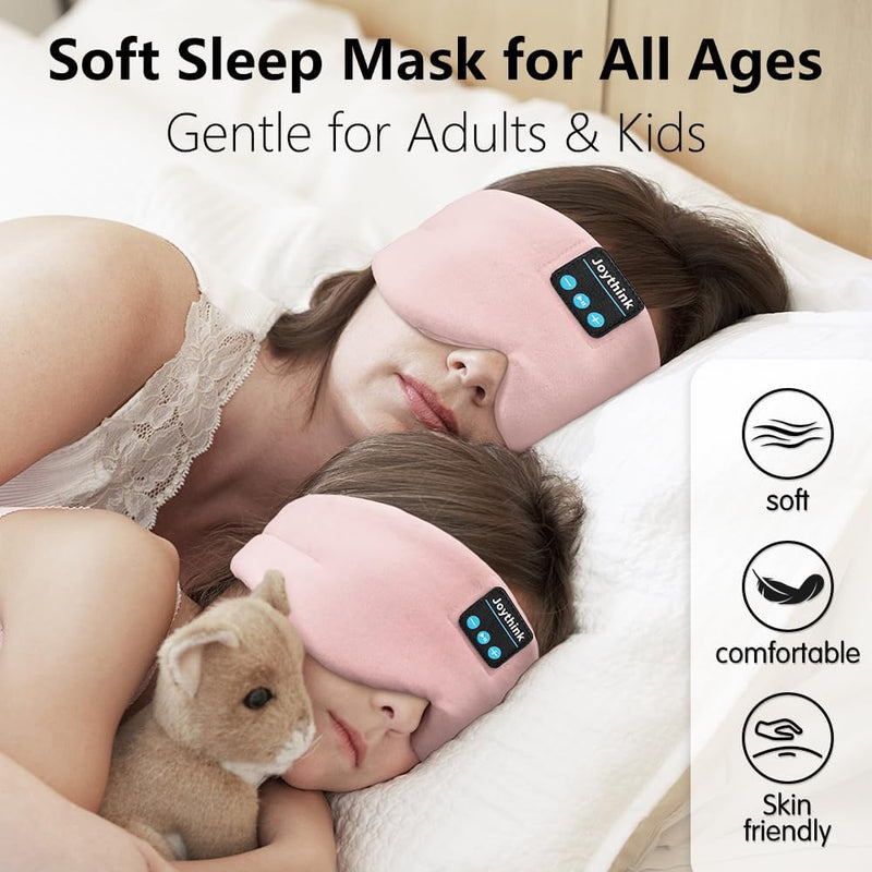 [Australia] - Sleep Mask Bluetooth 5.4 Headphones Soft Wireless Headband Eye Mask Blackout with Microphone (Pink) Pink 