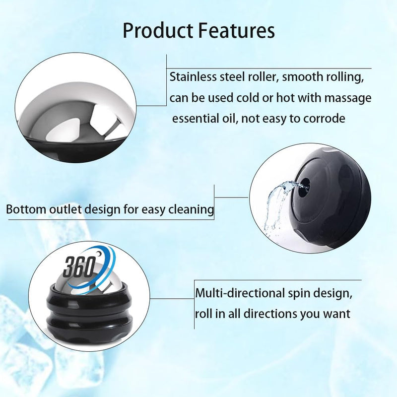 [Australia] - Cold Massage Roller Ball - Stocking Stuffers Gifts for Men Women Teens Boys，Stays Cold for 6 Hours,Sports Fitness Relaxations Gift,Rapidly Relieve Muscle Pain and Tension Black 1 Count (Pack of 1) 