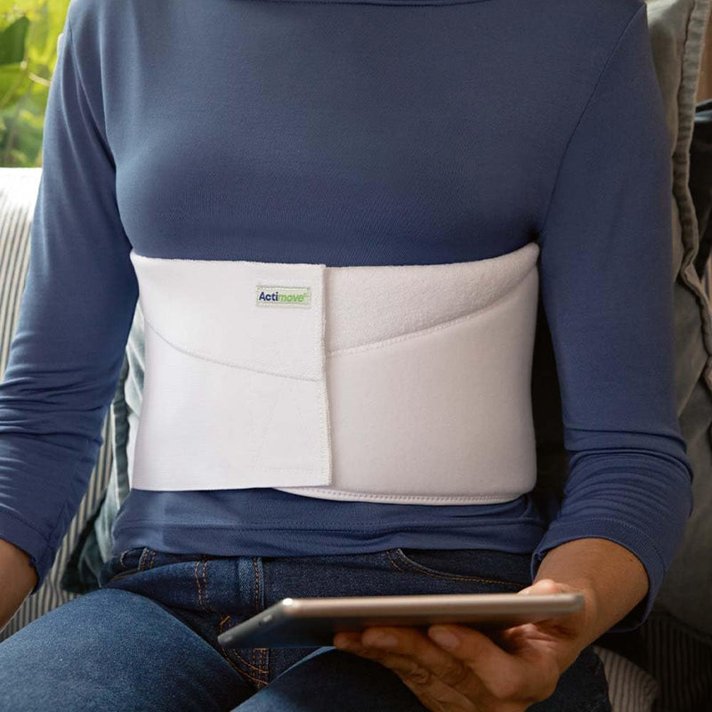 [Australia] - Professional Two-Panel Rib Belt For Women | Elastic Chest Wrap Belt for Sore, Bruised Cracked, Fractured or Dislocated Ribs Protection, Compression and Support, White, Universal/Large Universal/ Large 