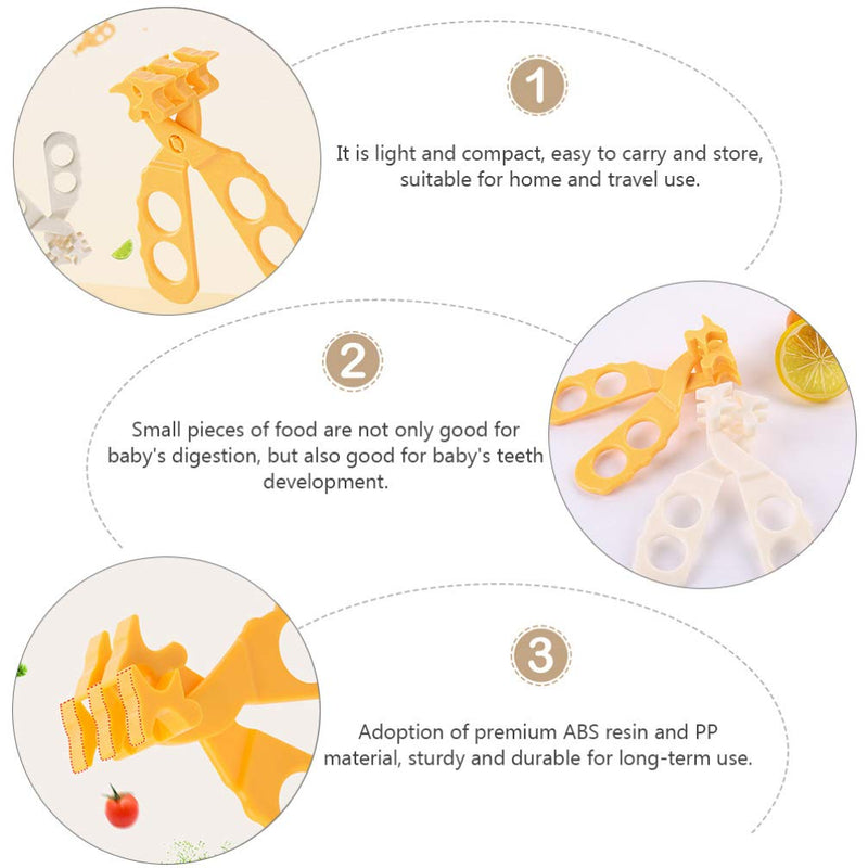 [Australia] - EXCEART 2PCS Baby Food Choppers Food Cutter Multifunctional Masher Chopper Crusher Food Cut Kids Safe Feeding Helper Home Kitchen Food Slicer Shears for Babies Toddlers (Yellow) 