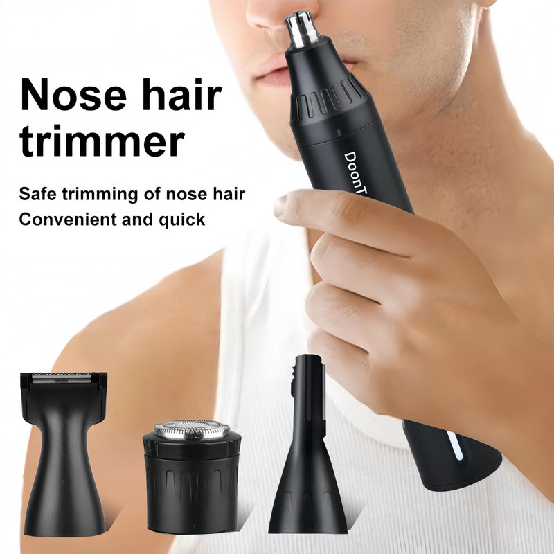 [Australia] - Rechargeable Ear and Nose Hair Trimmer, 4-in-1 Professional Painless Eyebrow & Facial Hair Trimmer for Men Women, Powerful Motor and Dual-Edge Blades for Smoother Cutting Black(Black 4-in-1) Black 4-in-1 