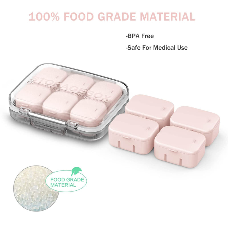 Pill Organizer SOFISO 4/6 Grid Free Assembly Travel Medicine Organizer | 10 Day Pill Organizer Portable Pill Box Waterproof Pill Case Daily Medication Carry Case for Vitamins, Fish Oils, Supplements Pink