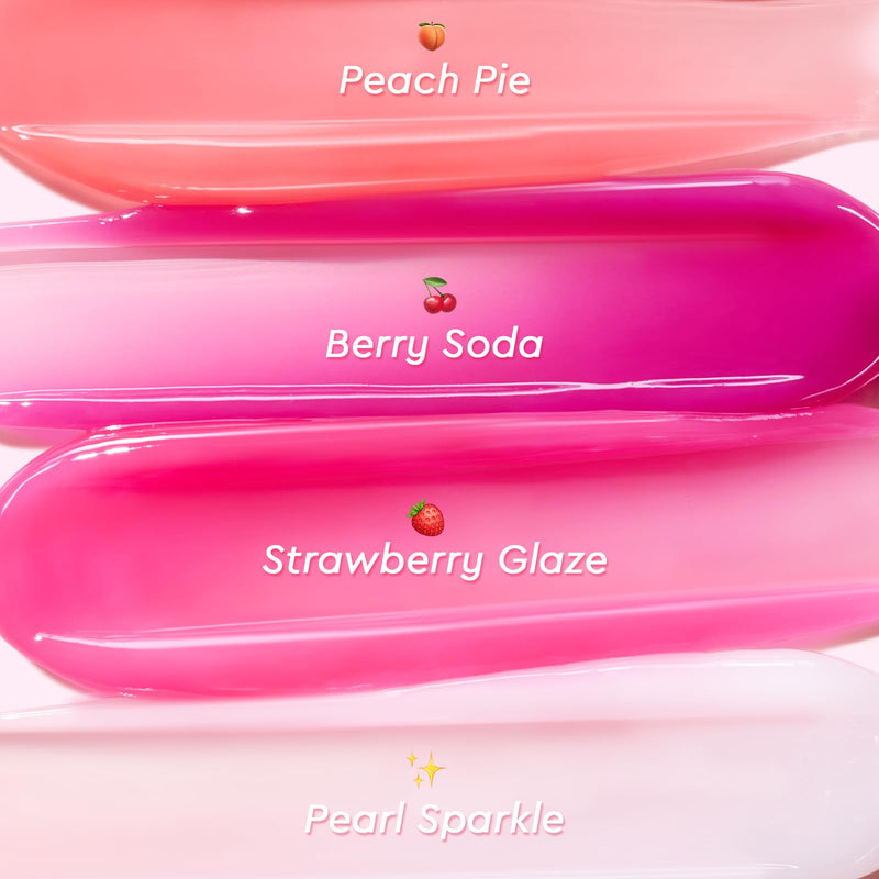 3-in-1 Brightening Lip Serum, Tinted Lip Balm with VC-IP & Vitamin E, Lightweight Non-Sticky Lip Gloss with Matching Charm (02 Peach) Peach Pie (Peach)