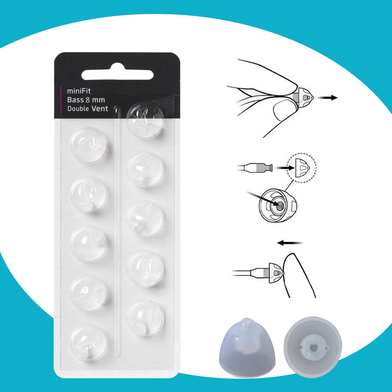 [Australia] - Hearing Aid Domes for Oticon Replacements, Oticon Minifit Double Vent Bass Domes (8 mm/2 Packs）, Universal Domes for Oticon Hearing Aid Supplies. 8MM DOUBLE VENT 