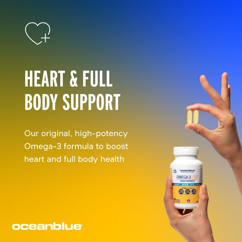[Australia] - Oceanblue Professional Omega-3 2100 – 180 ct – Triple Strength Burpless Fish Oil Supplement with High-Potency EPA, DHA, DPA – Wild-Caught – Orange Flavor (90 Servings) 