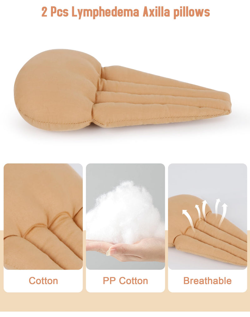 [Australia] - Lymphedema Axilla Pillow, Large Mastectomy Pillows Post Op Cotton Lumpectomy Recovery Supplies for Armpit Pain Relief Brown 2Pcs 
