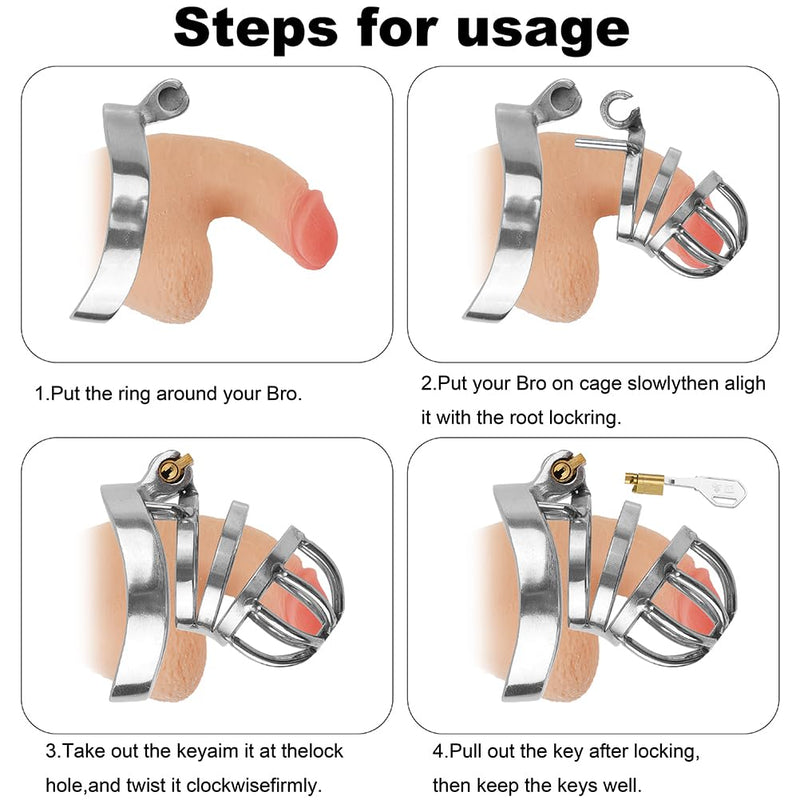 Male Chastity Device Cock Cage - Miyoti Upgrade metal Lightweight Stainless Steel Chastity Stealth Lock Including 2 Keys and Removabl Urinary Catheter Sex Toys for Sissy Men (1.97" Ring（50mm）) 1.97" Ring（50mm）